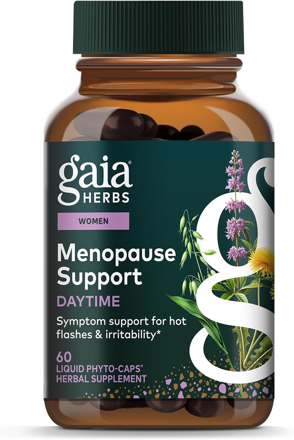 Gaia Herbs Menopause Support Daytime - Helps Support Hormone Balance & Well-Being for Women* - with Vitex, Black Cohosh, St. John's Wort & Oats - 60 Vegan Liquid Phyto-Caps (60 Servings)
