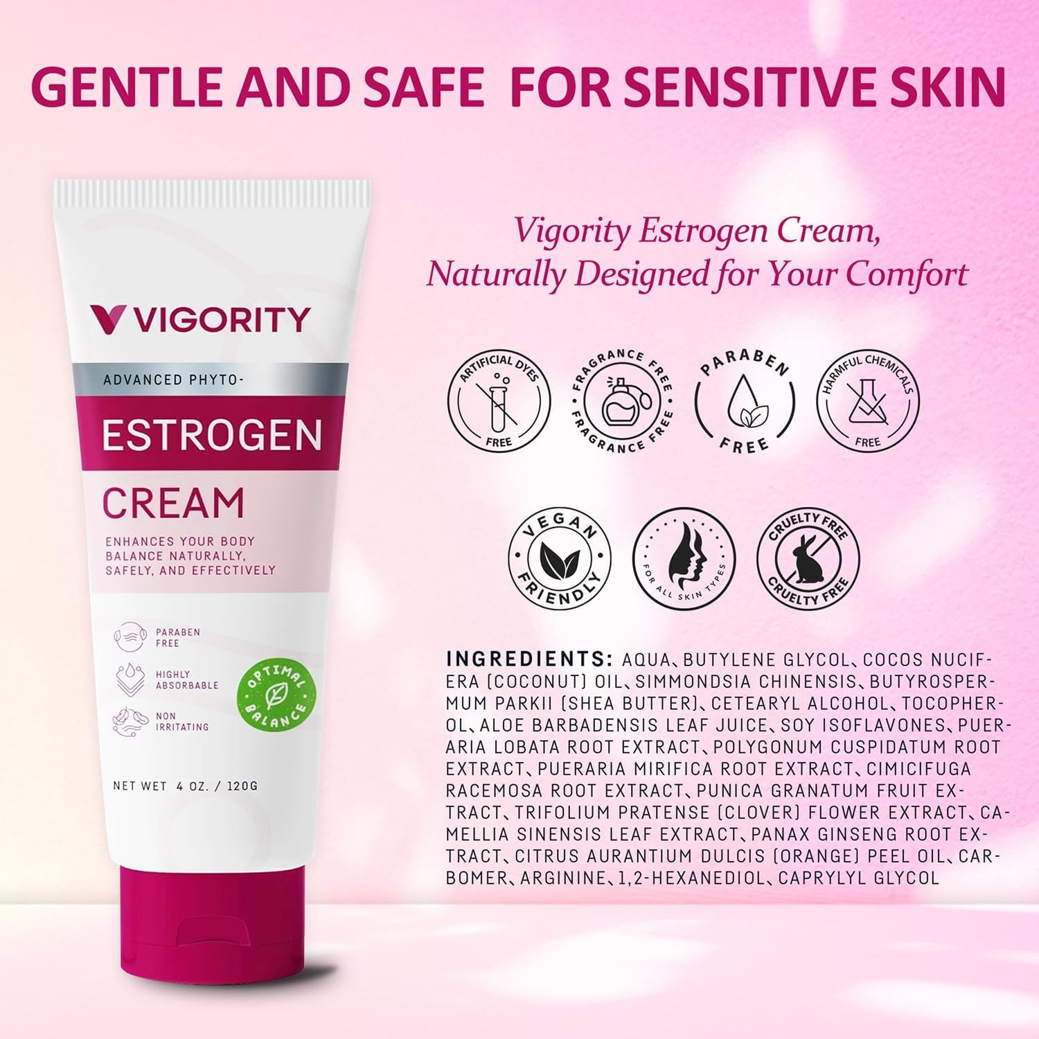 Estrogen Cream For Women, Natural Bioidentical, Hot Flashes Menopause Relief, Estrogen Cream With Wild Yam, Menstrual Cycle & Body Balance Support, Helps Reduce Hot Flashes, Paraben-Free, Vegan, 3-Month Supply(4 Oz) - Image 6