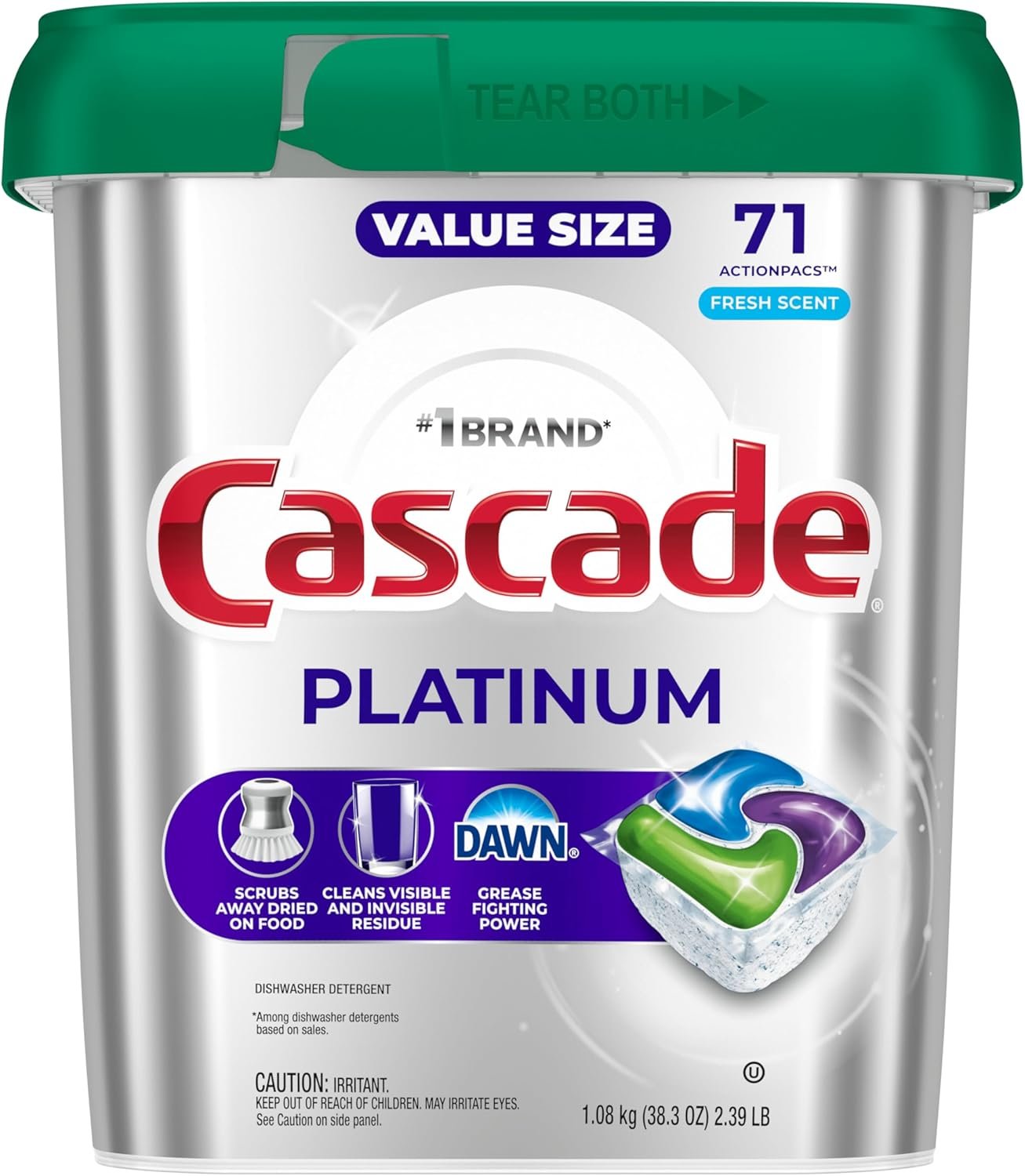 Cascade Platinum Dishwasher Pods, Dishwasher Detergent, Dish Detergent Soap, Fresh, 71 count - Image 9