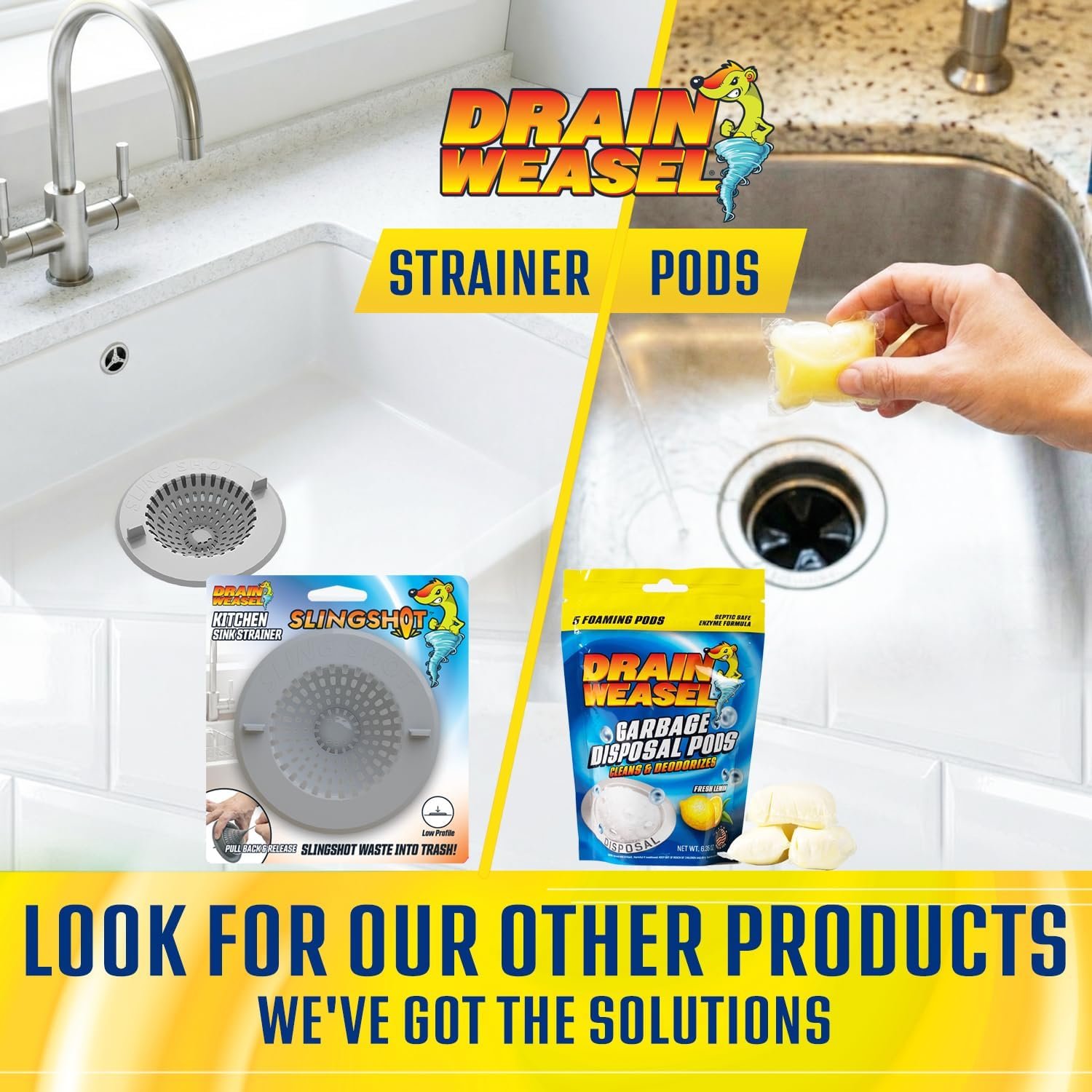 Drain Weasel Garbage Disposal Pods Cleaner and Deodorizer, Sink Odor Eliminator with Foaming Action, Septic-Safe Enzyme Formula, Fresh Lemon Scent, Pack of 5 - Image 9