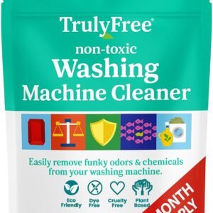 Truly Free Laundry Washing Machine Cleaner and Deodorizer | Top Load & Front Load Washer Cleaner for Grime, Mold, Odor Remover | Safe for HE Washing Machines & Septic Tanks, Non Toxic, Natural, Clean