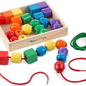 Melissa & Doug Primary Lacing Beads – Educational Toy with 30 Wooden Beads and 2 Laces for Toddlers, Fine Motor Skills Lacing Toys for Toddlers and Kids Ages 3+