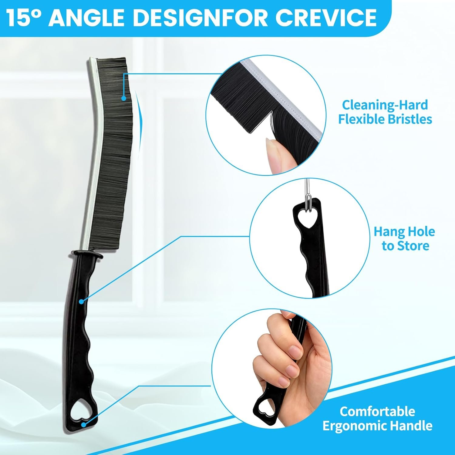 16Pcs Crevice Cleaning Brush Set, Hard Bristle Scrub Brushes Tools for Deep Cleaning Gap,Window Groove Cleaning Brush for Sliding Door, Sill, Tile Lines, Shutter, Corner, Sink, Teapot, Bottle (16 Pcs) - Image 6