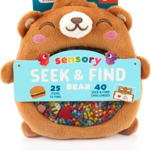 Chuckle & Roar Sensory Seek & Find Scavenger Hunt Bear – Plush Travel Toy with Hidden Objects, 40 No-Reading Challenge Cards, Sensory Activity for Focus & Calm, Toddler Gift Ages 3+