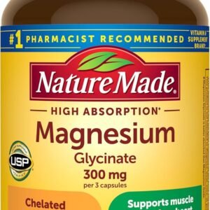 Nature Made High Absorption Magnesium Glycinate 300mg per 3 Capsules, Magnesium Supplement, 90 Capsules