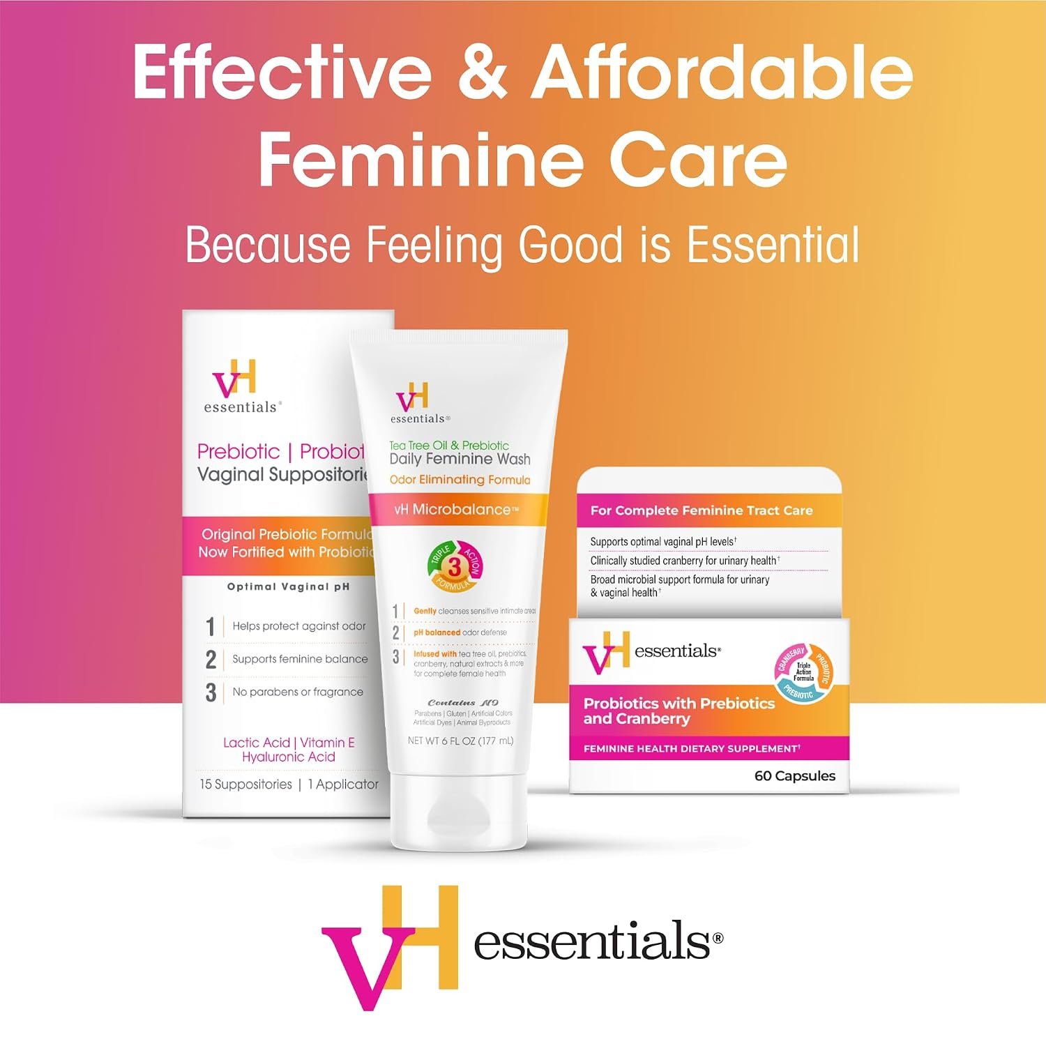 vH Essentials Daily Feminine Wash - 10 Fl Oz - Odor Eliminating Vaginal Wash with Tea Tree Oil, Prebiotics and Cranberry, gentle cleanser + pH balancing - Image 7