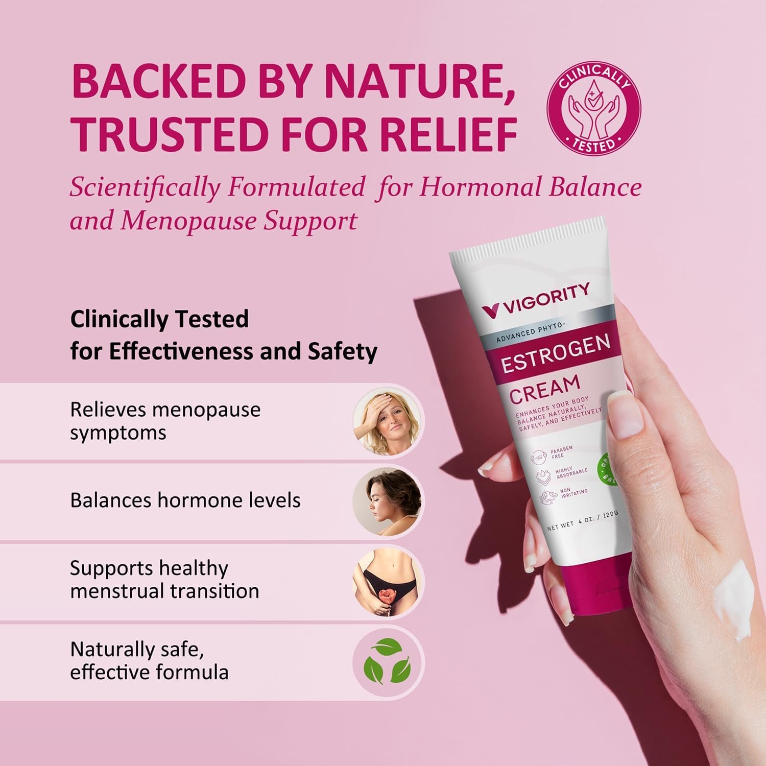 Estrogen Cream For Women, Natural Bioidentical, Hot Flashes Menopause Relief, Estrogen Cream With Wild Yam, Menstrual Cycle & Body Balance Support, Helps Reduce Hot Flashes, Paraben-Free, Vegan, 3-Month Supply(4 Oz) - Image 3