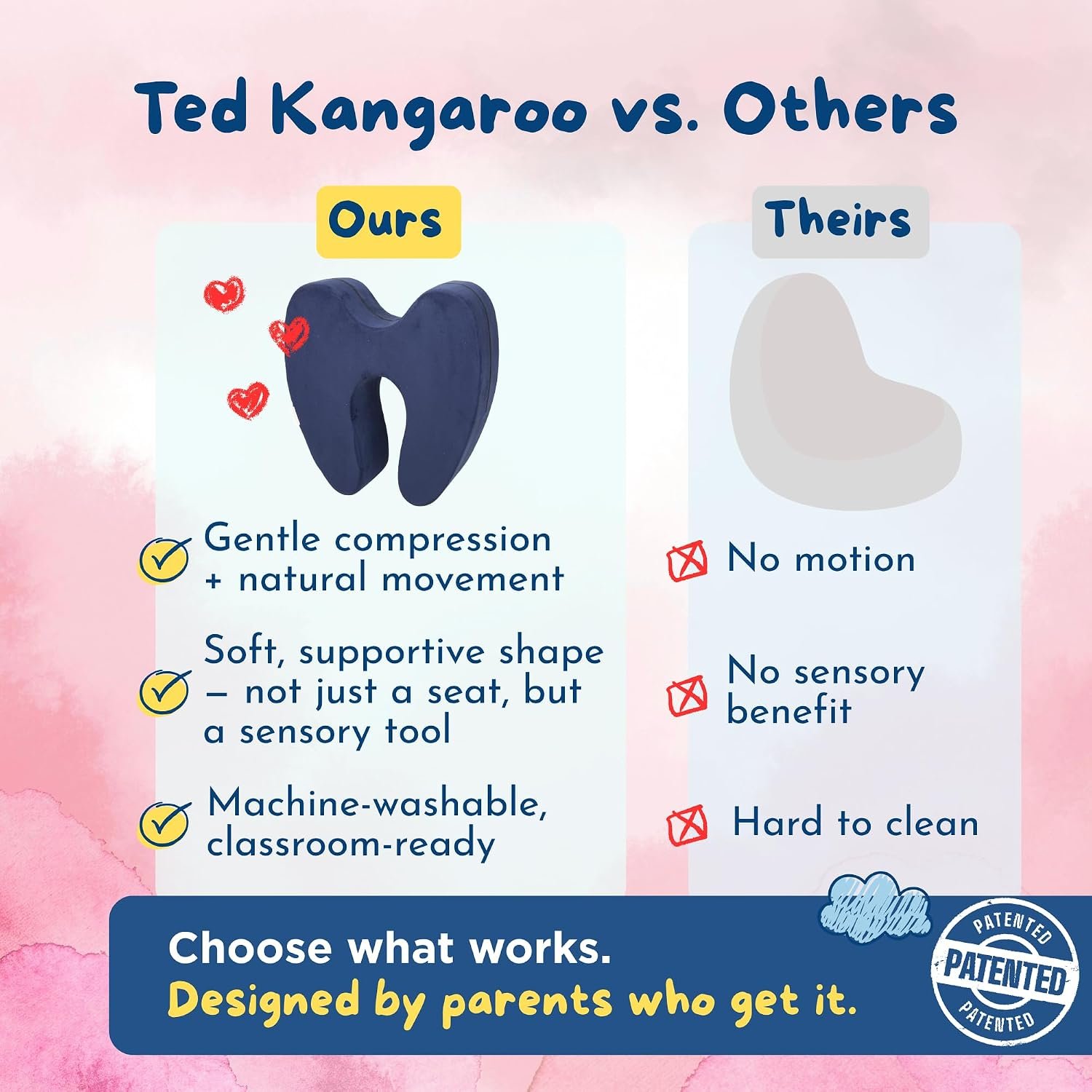 TED KANGAROO Sensory Soft Squeeze Seat – Calming Compression Chair for Kids with Sensory Needs, Washable Cover, Rocking Design - Image 7
