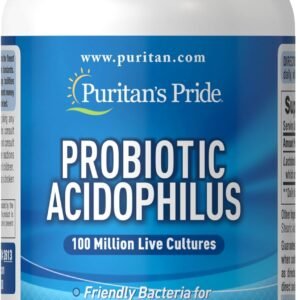 Puritan’s Pride Daily Probiotic Acidophilus, 100 Million Live Cultures, Dietary Supplement for Digestive, Gut, and Immune Health, Soy, Sodium, and Gluten Free, 8 Month Supply, 250 Tablets