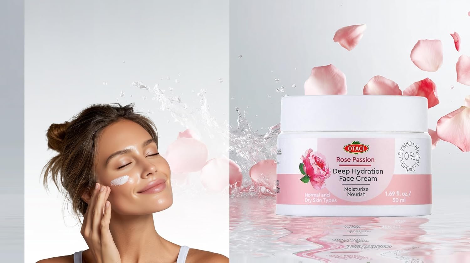 OTACI Rose-Infused Herbal Face Cream – Ultra-Nourishing Vegan Moisturizer for Deep Hydration, Smooth Texture & Radiant Glow (50 ml) - Image 4