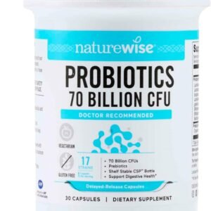 NatureWise Probiotics 70 Billion CFU – 17 Strains + Organic Prebiotics – Immune, Digestive & Gut Health Support for Women & Men – Vegetarian, Gluten-Free, Non-GMO – 30 Capsules[1-Month Supply]