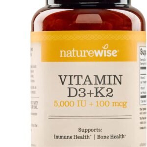 NatureWise Vitamin D3 5000IU + K2 (MK7) 100mcg with Organic Extra Virgin Coconut Oil – Supports Calcium Absorption, Bone & Immune Health – Non-GMO, Soy & Gluten-Free – 90 Softgels[90-Day Supply]