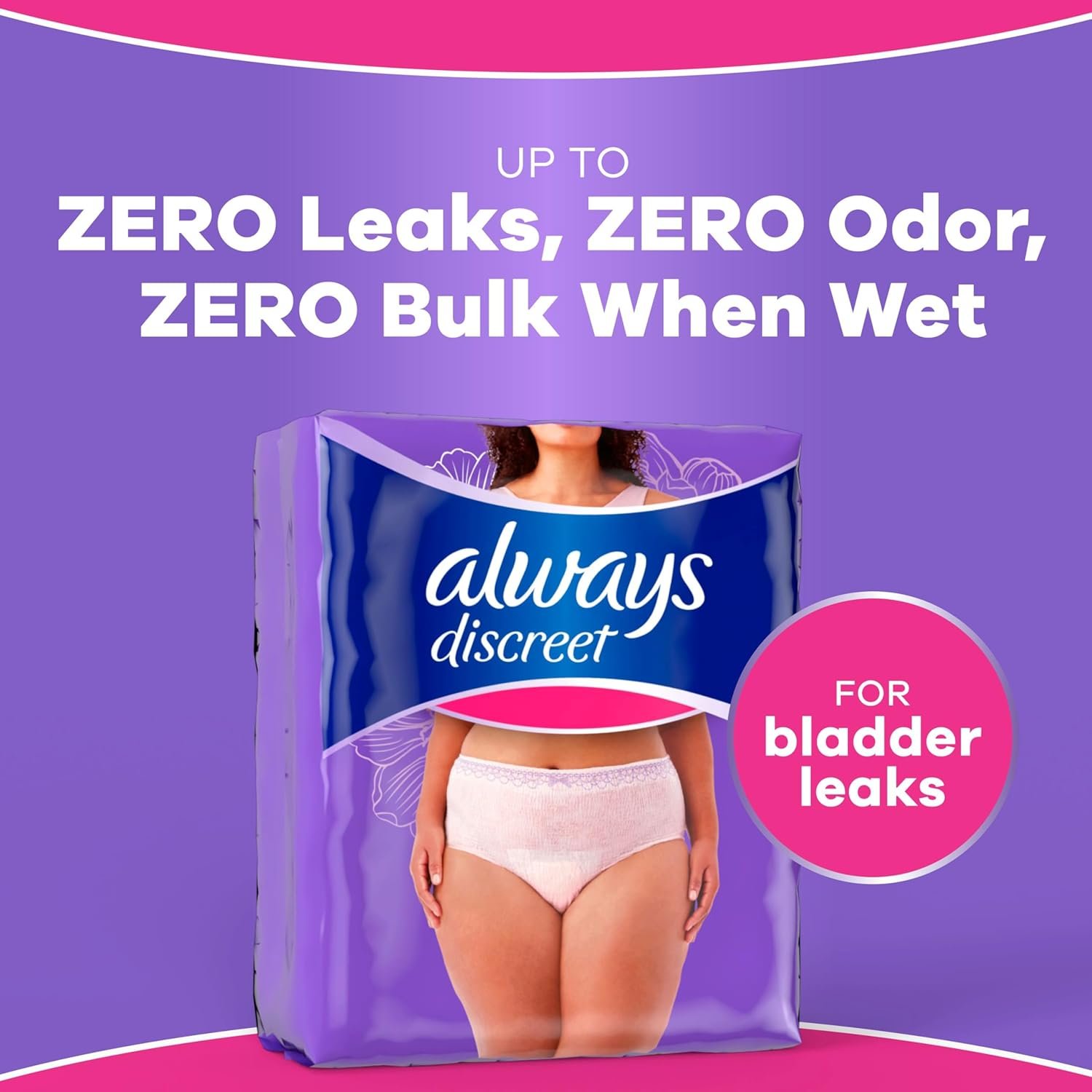 Always Discreet Adult Diapers for Women, Incontinence Underwear, Postpartum Essentials, Disposable Briefs, Max Absorbency, Bladder Leak Protection, Small/Medium, 32ct - Image 3