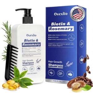 Hair Growth Shampoo with Biotin & Rosemary for Thinning Hair for Women, Anti Hair Loss Shampoo, Natural Thickening Formula, Sulfate Free with Comb, 11.84 fl oz