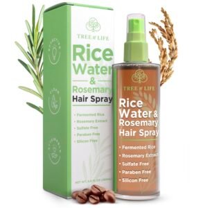 Rice Water Hair Spray Rosemary Water Spray for Hair Growth (8.8 fl oz) – Hair Thickening Fermented Rice, Caffeine, Rosemary Extract, Biotin, Keratin and Castor Oil Scalp Care