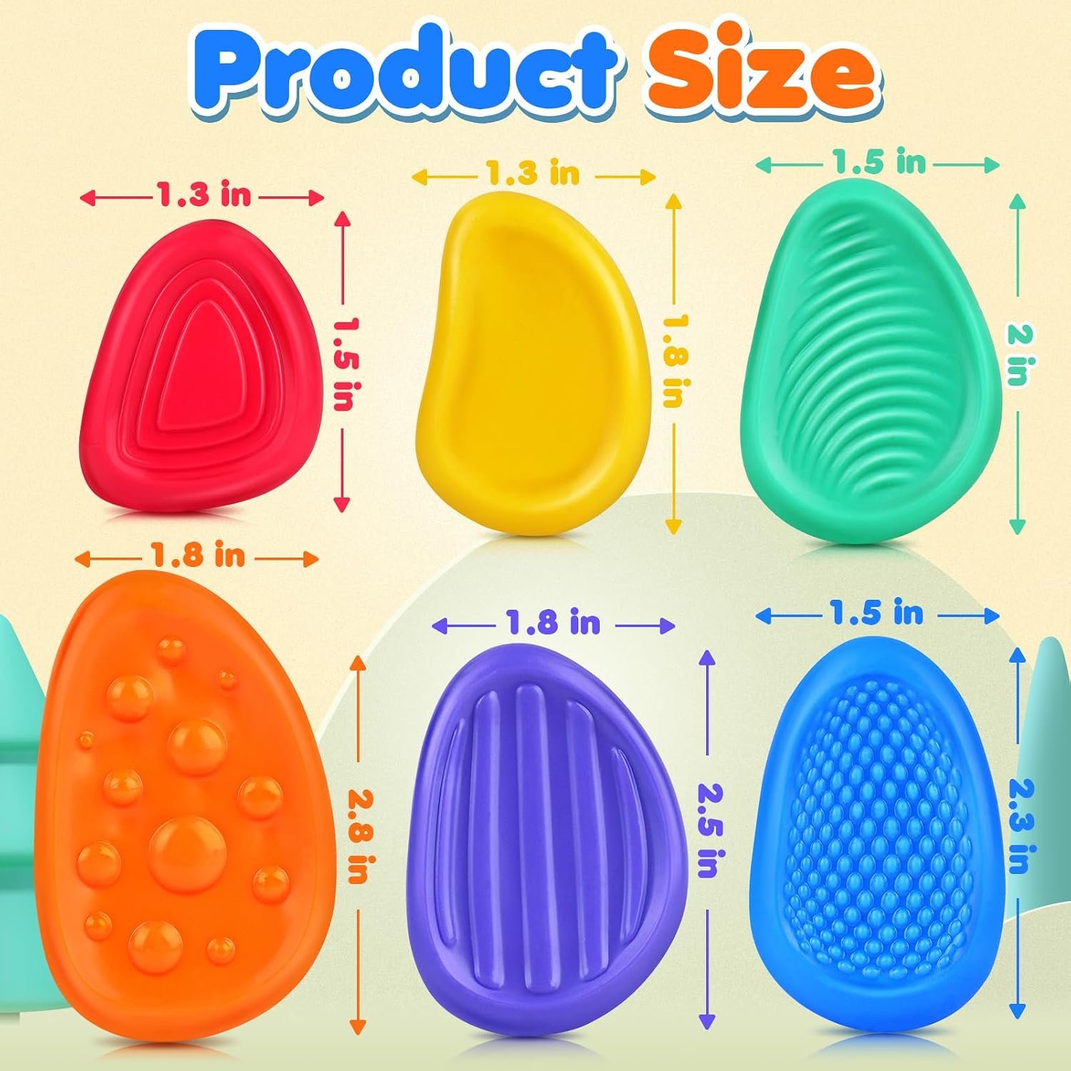 Fidget Toys Sensory Stone for Kids: 6 Pack Textured Soft Worry Stone for Autism Kids Calming - Fidget Stress Toys for Students Stress Relief - Small Prizes Fidget Toys - Image 2