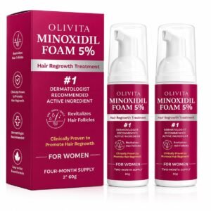 5% Minoxidil Foam for Women Hair Growth: Extra Strength Hair Regrowth Treatment – Revitalize Hair Follicles & Regrow Thicker, Fuller Hair – Hair Loss Solution 2pcs