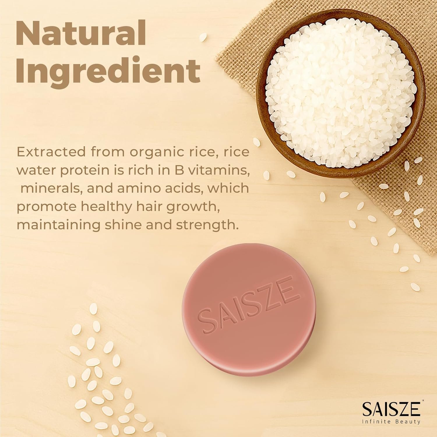 Rice Water Shampoo Bar For Hair Growth, Rice Protein & Vitamins For Damage Repair, Strengthening Hair Shampoo For Women - Image 3