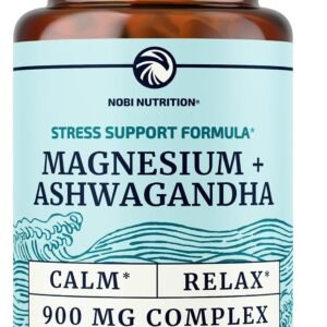 Magnesium Ashwagandha | Calming Magnesium Supplement for Adults | Relax, Rest, Calm Mood & Sleep Support | Mag Citrate & Oxide 400 mg + Ashwagandha 500 mg | Muscle Health & Stress Relief | 120 Ct
