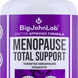 BIGJOHNLAB® – Menopause Total Support – Advanced Probiotic Formula with 5 Strains & 15 Billion CFU, Resveratrol, Black Cohosh, Acacia Fiber, Non-GMO & 100% Vegetarian