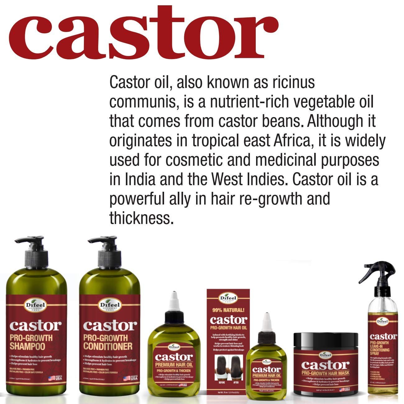 Difeel 99% Natural Premium Hair Oil - Pro-Growth Castor Hair Oil 7.1 oz. - Natural Castor Oil for Hair Growth - Image 7