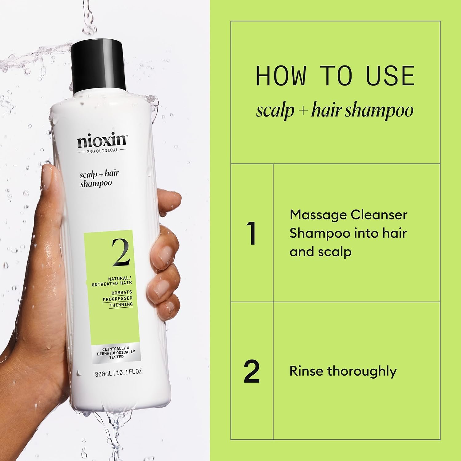 Nioxin System 2 Scalp + Hair Thickening Shampoo for Natural Hair with Progressed Thinning | Cleanse & Boost Hair Density with Niacinamide & Biotin - Image 6