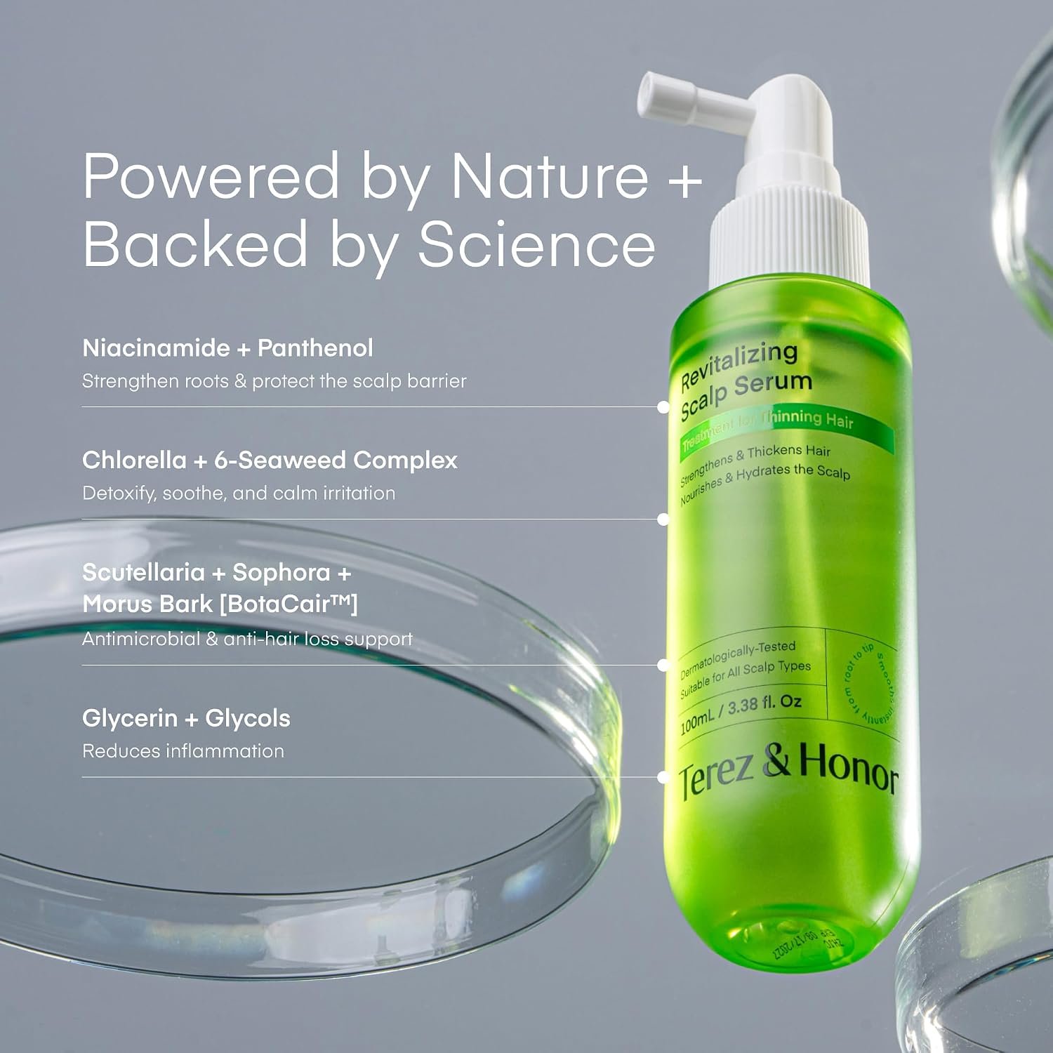 Scalp Serum for Hair Growth Spray – Korean Vegan Treatment for Hair Loss, Thinning & Itchy Scalp, Non-Greasy, Lightweight Formula to Exfoliate Dandruff & Strengthen Roots – For Men & Women (100 mL) - Image 3