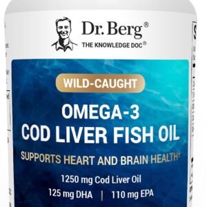 Dr. Berg Omega-3 Cod Liver Fish Oil 60 Softgels – Wild-Caught Icelandic Cod – Omega 3 EPA & DHA – Heart, Brain, Immune & Eye Support* – Lemon Flavor – 4X Lab-Tested – Non-GMO, No Fillers