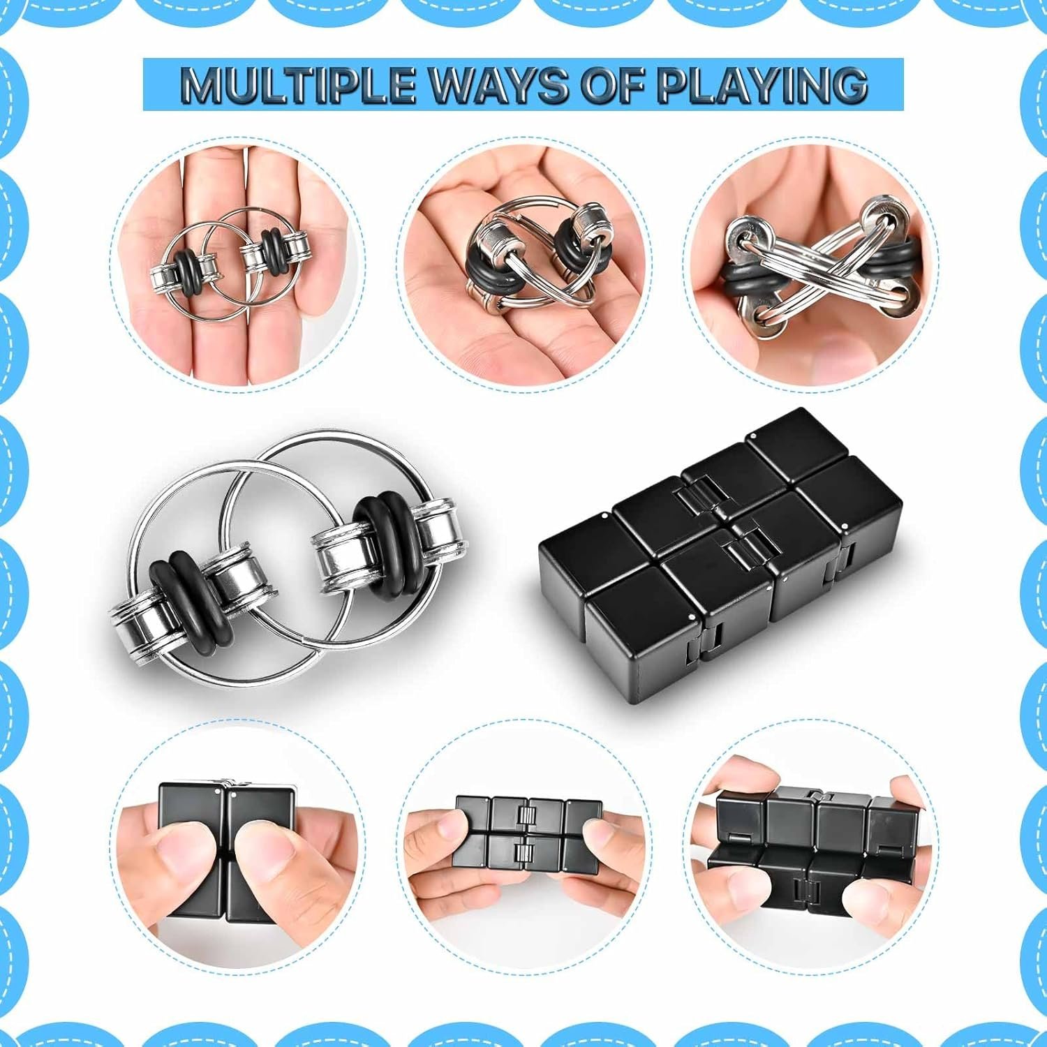 5PC Fidget Toys Adults Set Fidgets for Classroom Must Have Autism Sensory Pack Figette Cube ADHD Special Treasure Prize Tool Stress Relief Desk Cool Gadget for Kid Easter Basket Stuffers for Teen Boys - Image 2