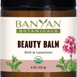 Banyan Botanicals Beauty Balm – Organic Face & Body Moisturizer with Shatavari & Ashwagandha – Rich Night Cream, Hand & Foot Balm for Dry Skin – Ghee & Coconut Oil Base – 4 oz – USDA Organic