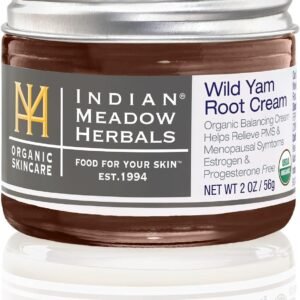 Indian Meadow Herbals Wild Yam Root Cream (2oz) – USDA Certified Organic Balancing Cream for PMS & Menopause Relief – Estrogen & Progesterone-Free. Woman-owned & Operated Since 1994.