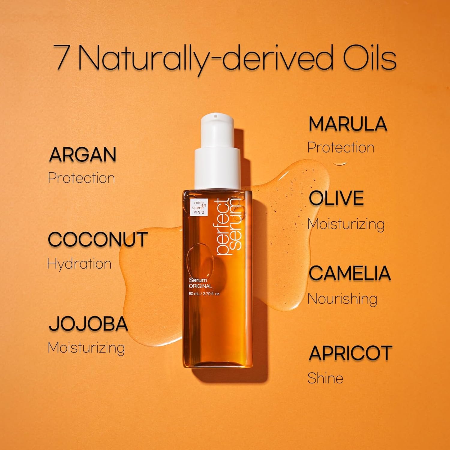 Mise En Scene Perfect Serum Original - Heat Protectant Hair Oil for Frizzy & Dry | Argan Oil | Visibly Smooths & Softens | Add Shine All Hair Types | Damage Repair | Fruity Floral Scent, 3.71 Fl Oz. - Image 9