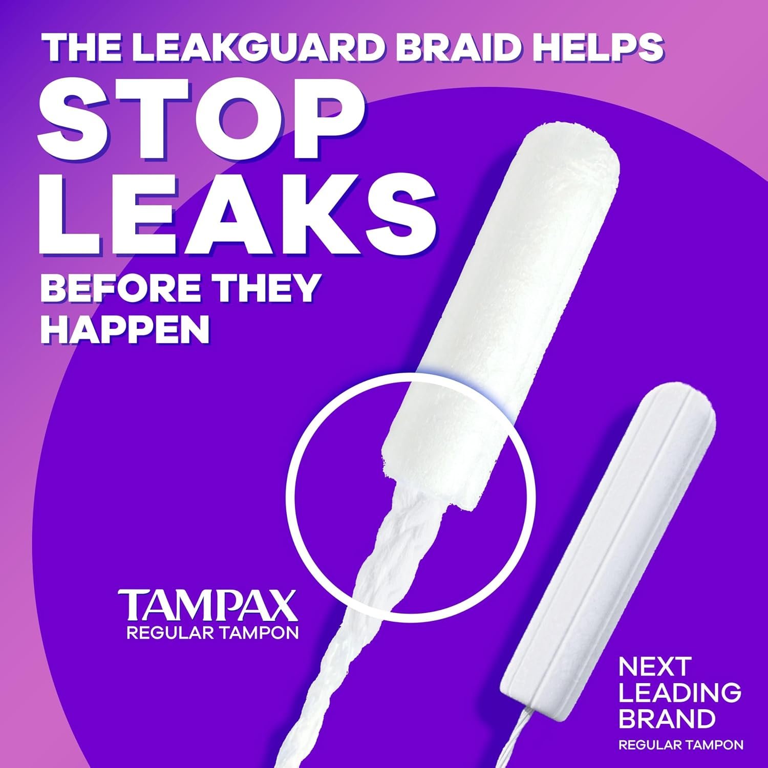 Tampax Radiant Tampons for Women Multipack, with LeakGuard Braid, Regular/Super/Super Plus Absorbency, Unscented, 112 Count (4 Packs of 28), Packaging May Vary - Image 3