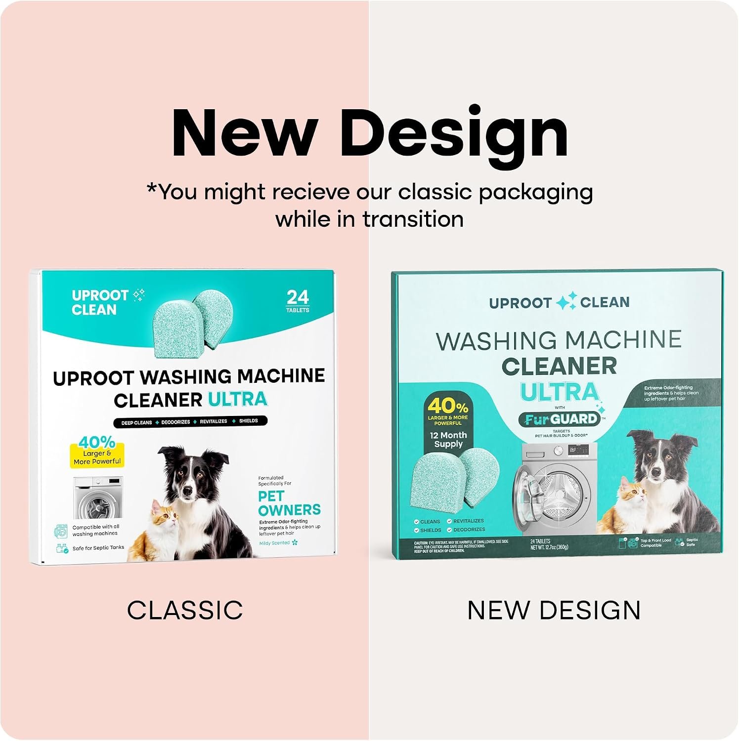 Uproot Clean Washing Machine Cleaner Tablets Ultra - 40% Stronger Formula: Designed for Pet Owners, Remove Residue, Grime & Odors, Compatible with HE, Top & Front Load, 24 Pack - 12 Month Supply - Image 4