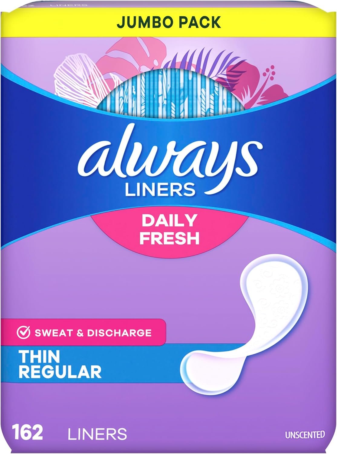 Always Panty Liners for Women Thin No Feel Protection Daily Liners, Regular, Unscented, 162 Count - Image 10