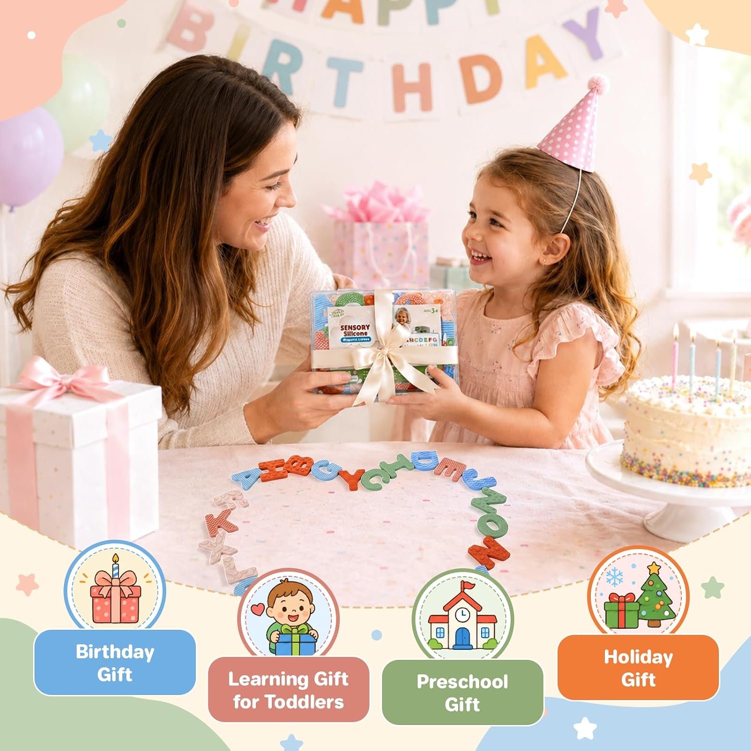 Sensory Silicone Alphabet Magnetic Letters: 26 Uppercase ABC Fridge Magnets for Toddlers & Kids 3+, Preschool Learning Refrigerator ABC Educational Toys, Cute Birthday Gifts for Boys Girls Girl Kids - Image 9