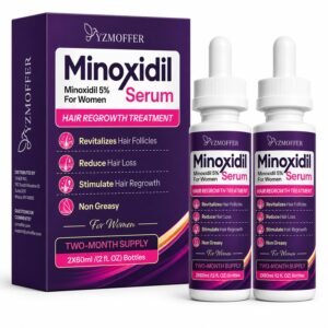 Yzmoffer Minoxidil 5% Hair Regrowth Treatment for Women, Topical Serum Drops for Thinning Hair, Revitalizes Hair Follicles, Reduces Hair Loss, Non-Greasy Liquid Formula, 2-Month Supply