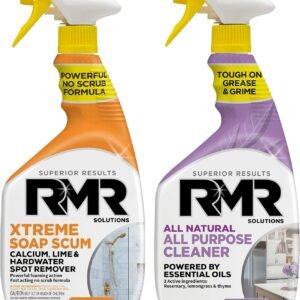 RMR Clean Slate System – Xtreme Soap Scum Remover + All Natural All Purpose Cleaner, 2-Step Bathroom & Household Cleaning Bundle for Shower, Tub, Tile, Glass & Surfaces, 2–32 Oz Bottles
