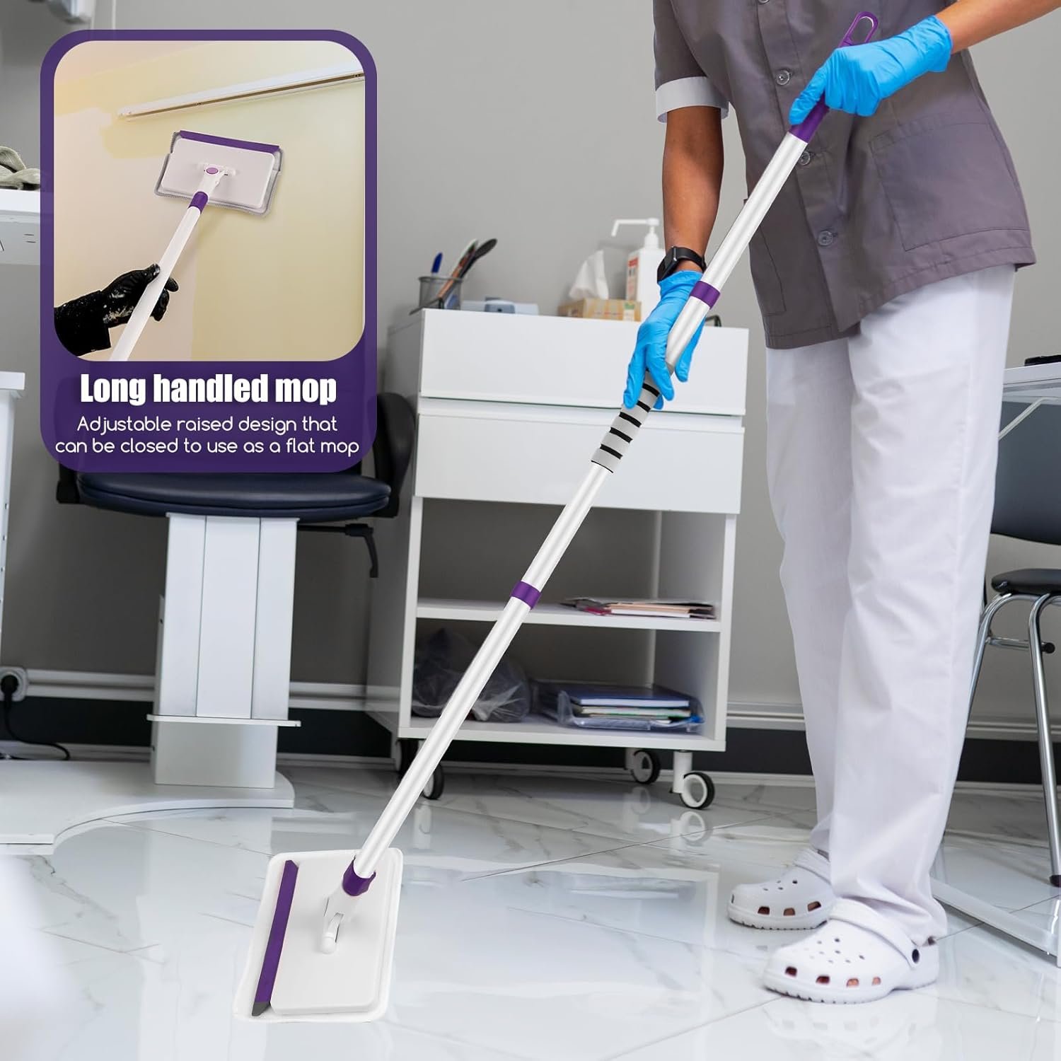 Baseboard Cleaner Tool with Handle, 60" Extendable Long Handle Baseboard Cleaner with 5 Reusable Pads for Baseboards Cleaning, Ceiling, Wall, Floor, Bathroom Kitchen - Image 5