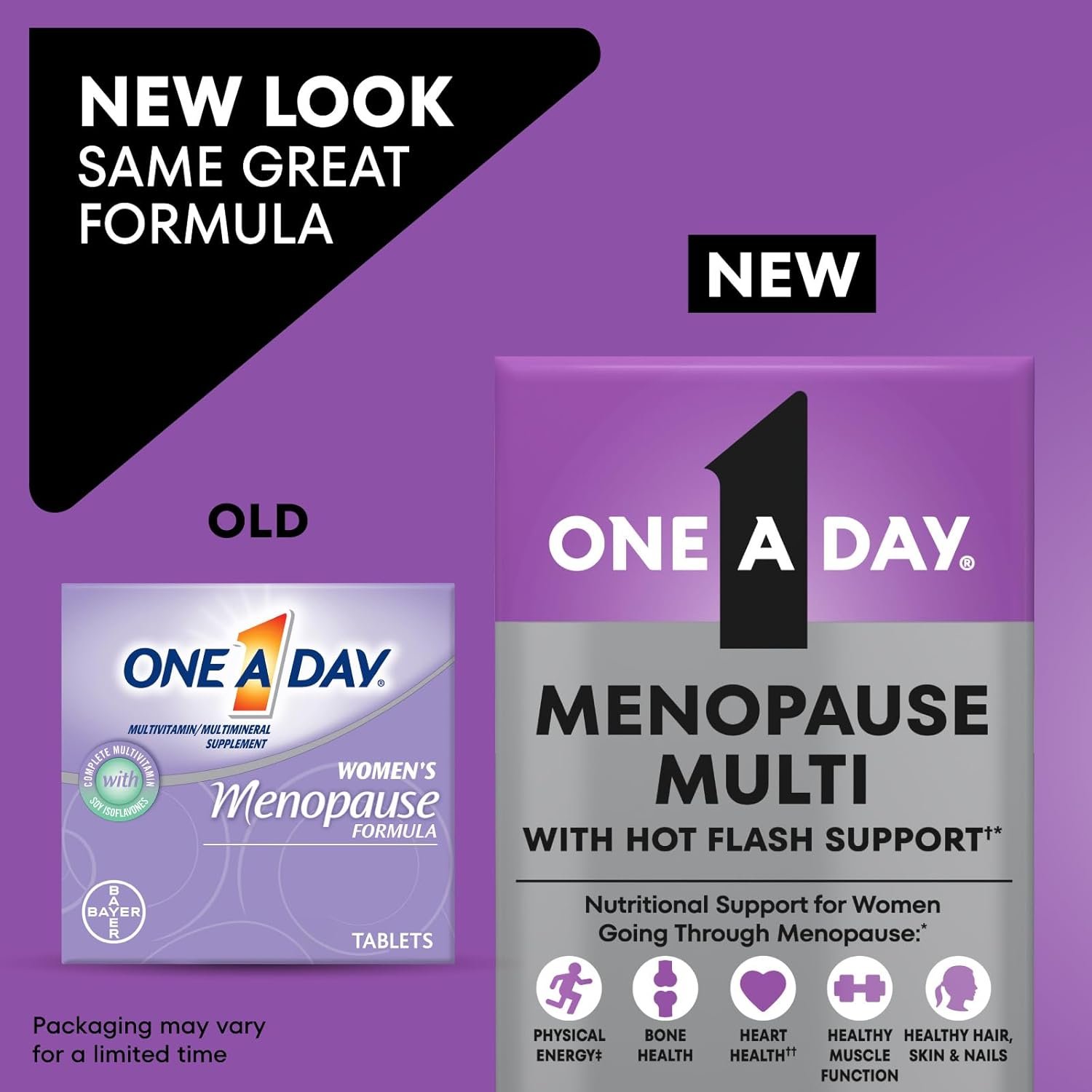 One A Day Women's Menopause Multivitamin with Vitamin A, Vitamin C, Vitamin D, Vitamin E and Zinc for Immune Health Support, Bone Health, 50 Count (New Packaging) - Image 2