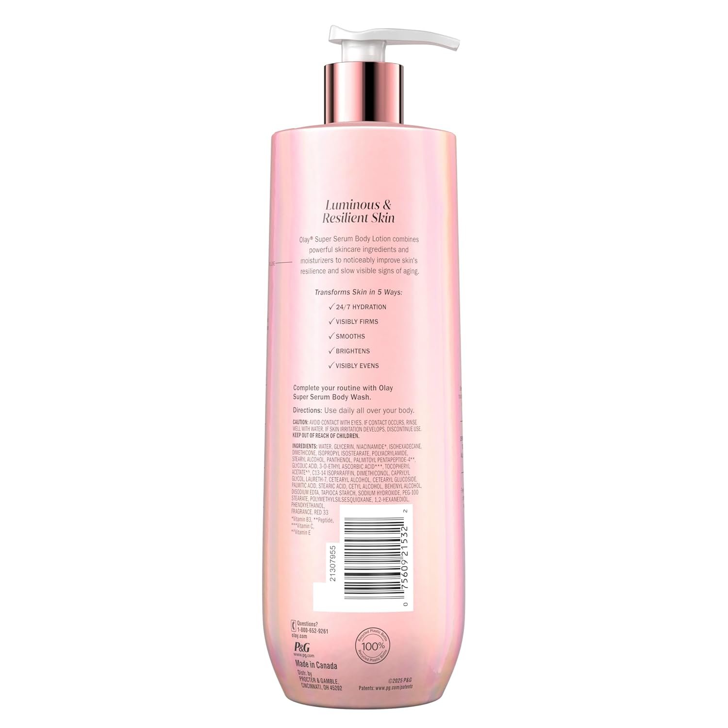 Olay Super Serum Hand & Body Lotion for Dry Skin, 24hr Long Lasting Hydration, 5+ Ingredient Complex for Bright Even Firm Luminous Skin, Sweet Vanilla & Soft Wood Scent, 18.5 fl oz - Image 15