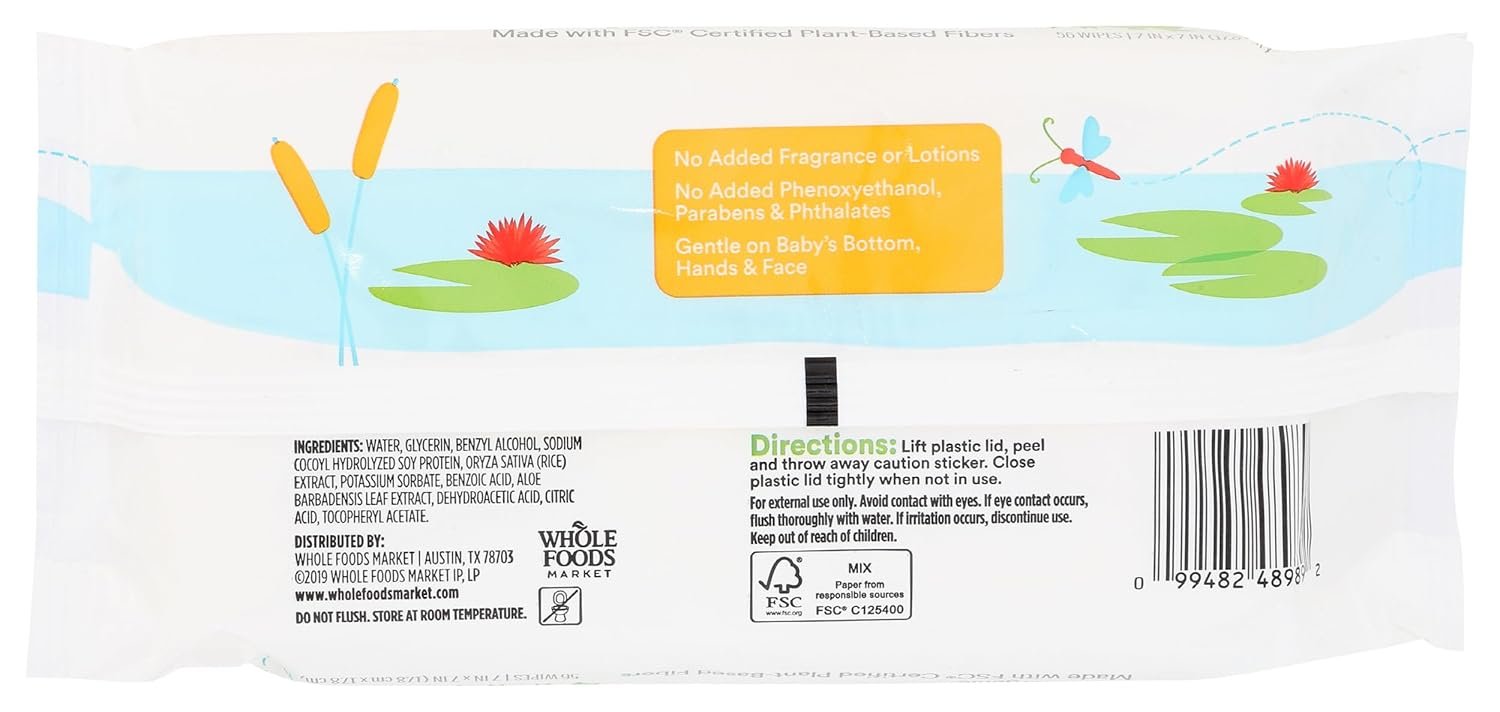 365 by Whole Foods Market, Soft & Strong Disposable Baby Wipes, Fragrance-Free, 56 Count - Image 2