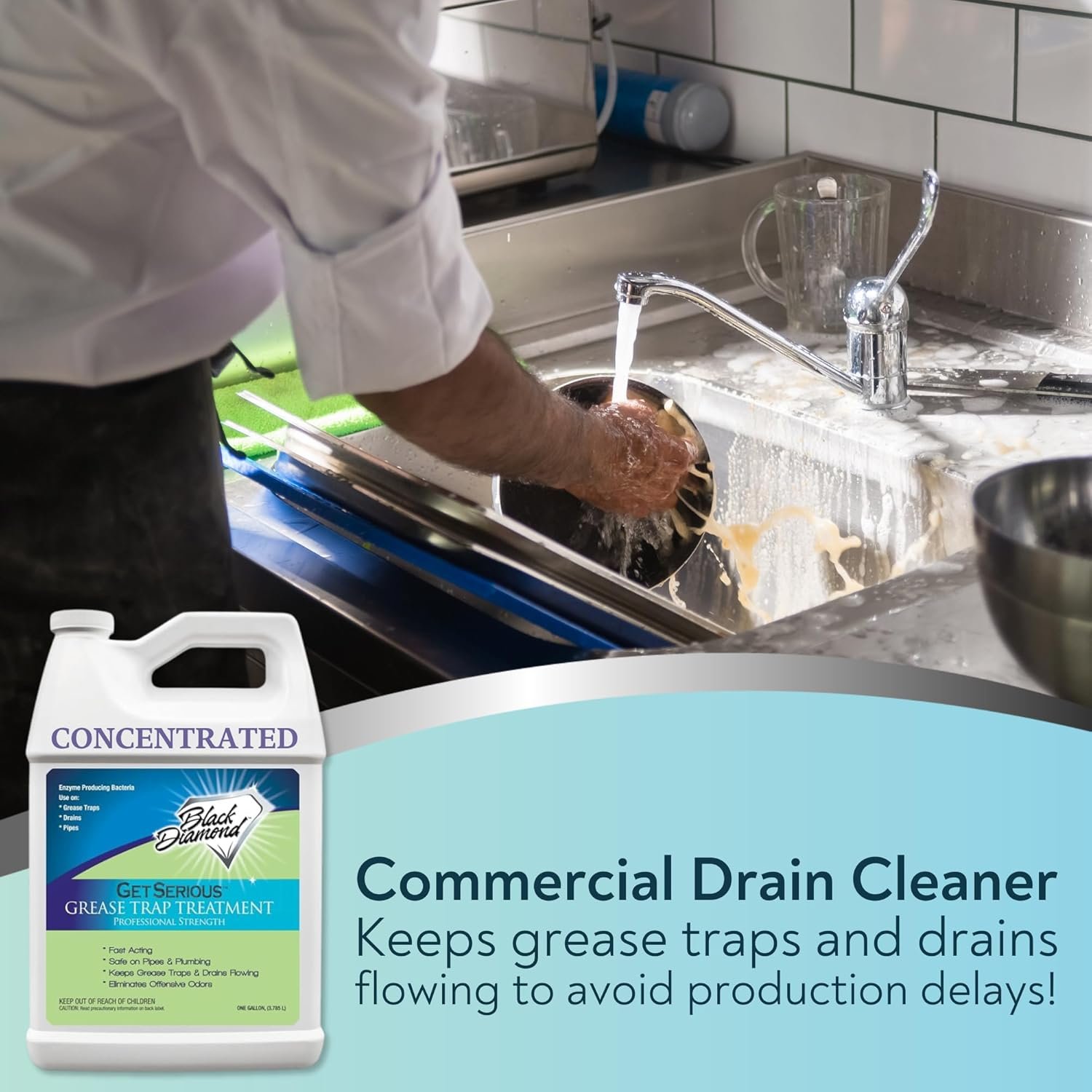 Black Diamond Stoneworks GET SERIOUS Grease Trap Treatment. Commercial Enzyme Drain Opener, Odor Control, Enzyme for Grease Trap Cleaner, and Maintenance. Eliminates Build-Up, Odor, and drain grease. - Image 3