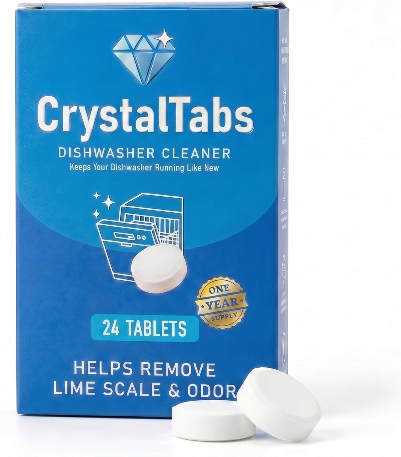 Dishwasher Cleaner Tablets – Deep Clean Descaler – Fragrance-Free – Removes Lime Scale, Hard Water & Odor – 24 Count Year Supply