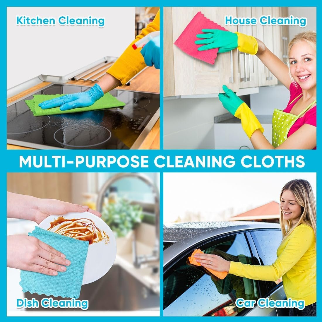 Orighty Microfiber Cleaning Cloth, 24 Pack Highly Absorbent Cleaning Rags, Household Cleaning Supplies, Reusable Microfiber Towels Lint Free Cloths for House, Kitchen, Car Care, 12x11 inch - Image 6