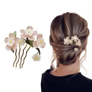 Chinese Hair Accessories for Women, Traditional Hanfu Hairpin with Floral Design, Elegant Alloy Hairpiece for Wedding, Photoshoot, Festival, or Daily Wear (Wuliao)