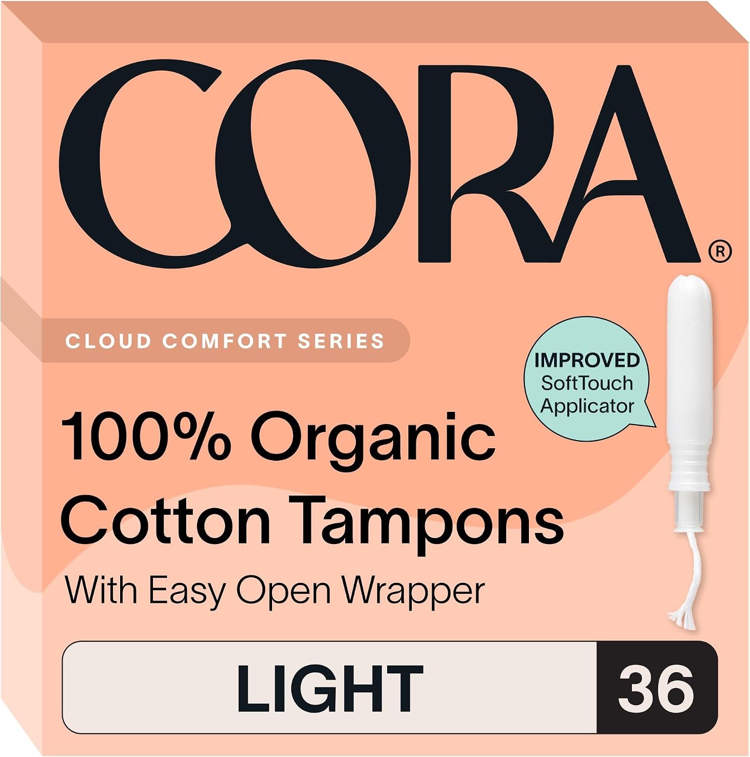 Cora Organic Cotton Tampons (36 Light Tampons)