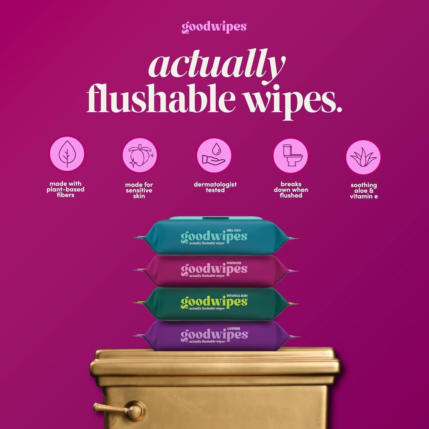 goodwipes Flushable Wipes for Adults - Rosewater Butt Wipes for Women & Men, Septic Safe, Toilet & Bathroom Essentials, Extra Large, 318 Count (6 Packs and 1 Travel Pack) - Image 2