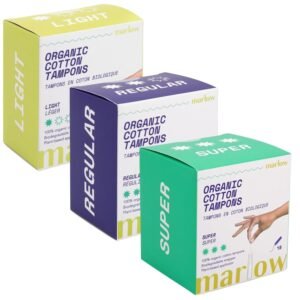 Organic Cotton Tampons with Compact Plant-Based Applicators | Light, Regular and Super 18 Count Packs | Fragrance Free, Toxin Free