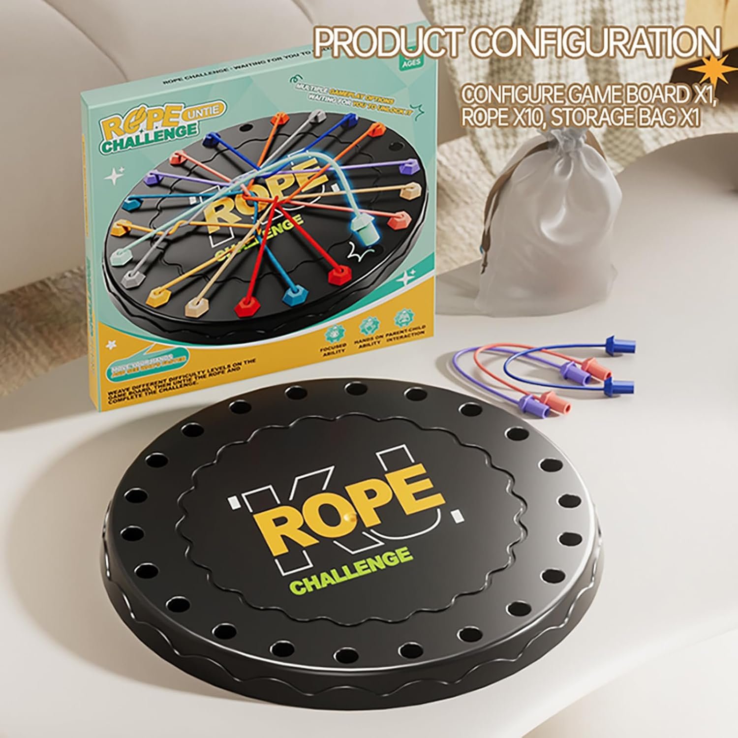 lartoys Rope Untangling Puzzle Game, Educational Strategy Board Game for Kids & Adults, Family Travel Party Games with Multi-Level Challenges, Gifts for All Ages - Image 7